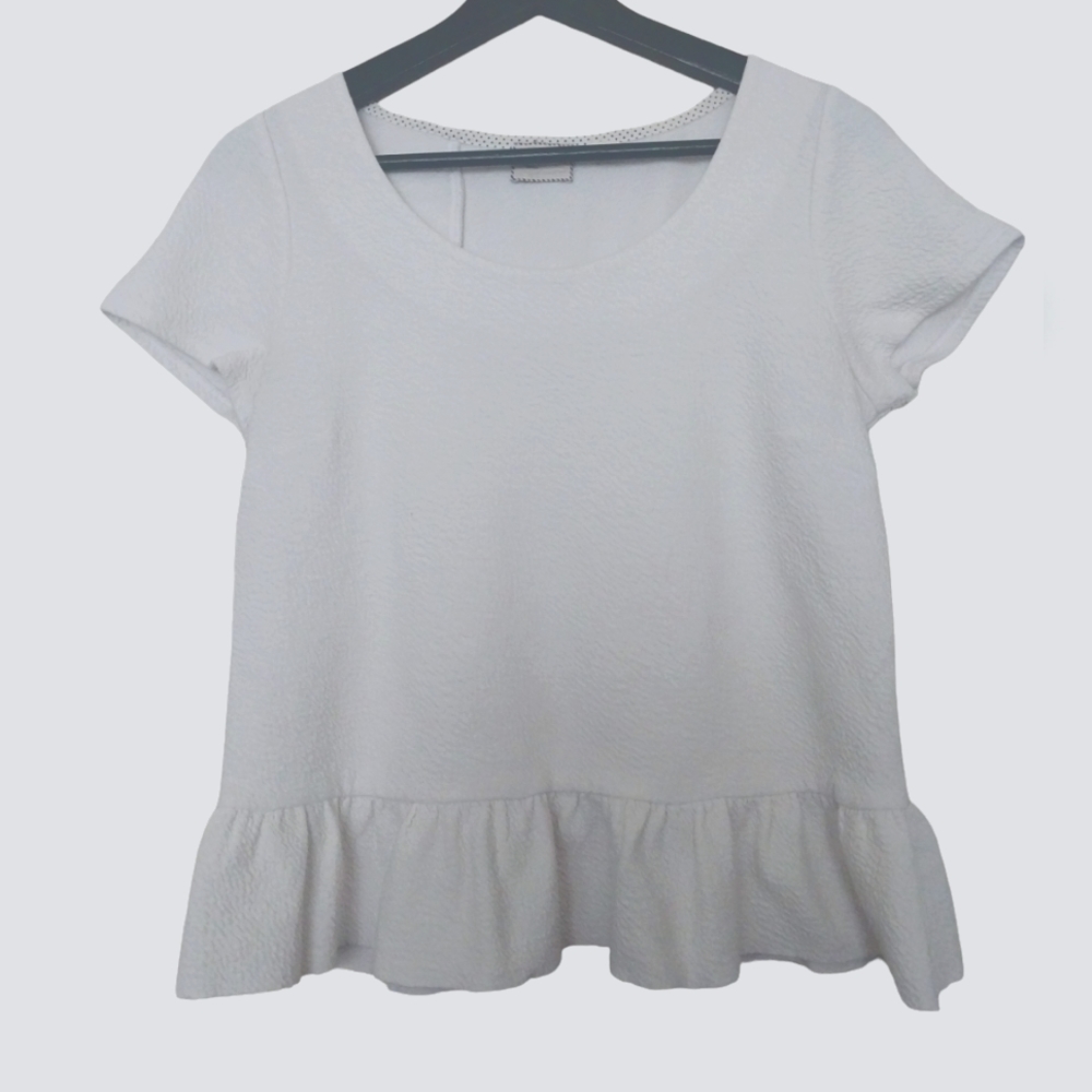 Anthropologie Peplum Top fashion Blouse sz Small in White
